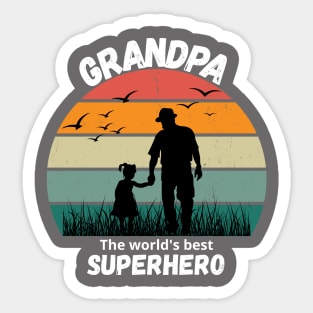 Grandpa the world's best superhero - Grandpa and granddaughter Sticker